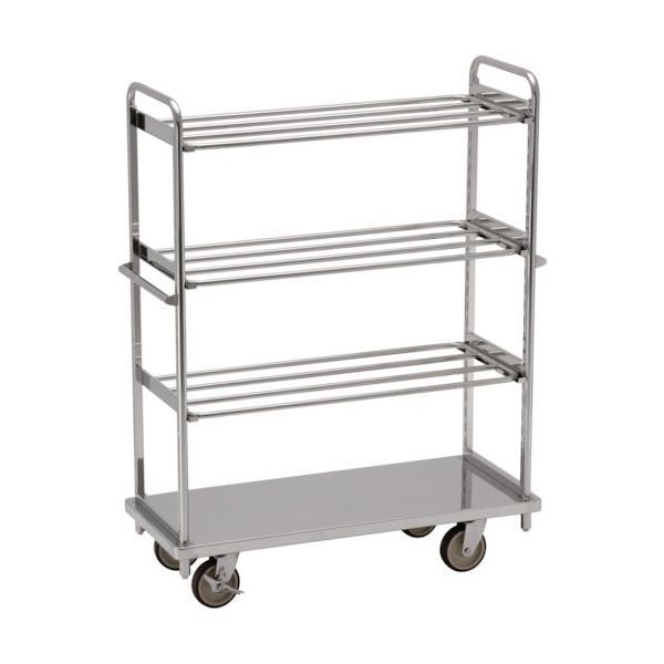 テックサス オールステンレス棚台車 1220×505 SUSφ150ウレタン車 パイプ棚3段 TD-1250D-PT3 1台（直送品）