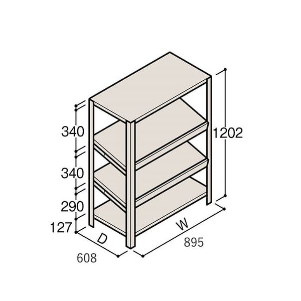 アズワン 軽量棚 ERR傾斜型 H1200×W900×D600 有効棚 3段 67-5244-75 1個（直送品）