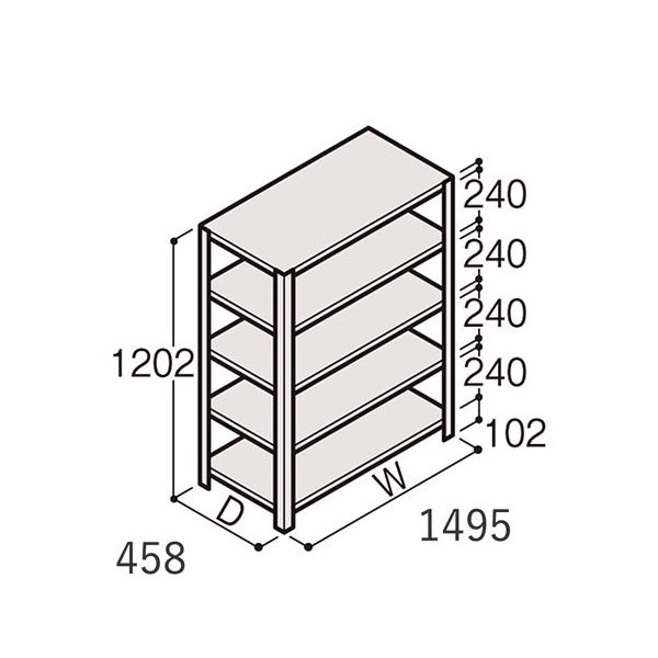 アズワン 軽量棚 ERR開放型 H1200×W1500×D450 有効棚 4段 67-5241-30 1個（直送品）