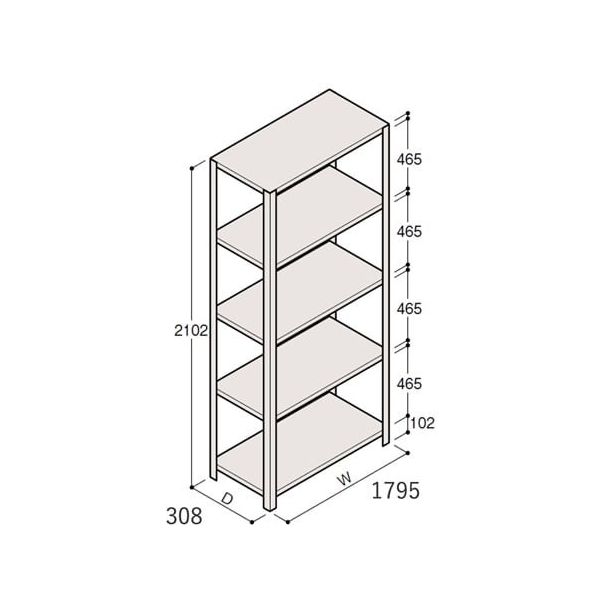 アズワン 軽量棚 ERR開放型 H2100×W1800×D300 有効棚 4段 67-5242-41 1個（直送品）