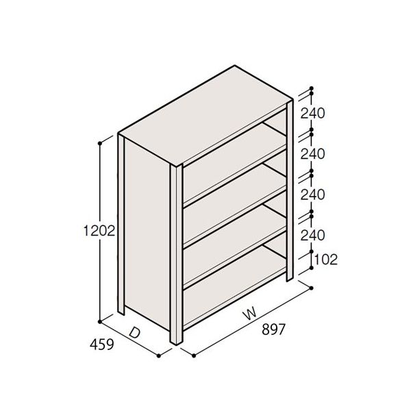 アズワン 軽量棚 ERR密閉型 H1200×W900×D450 有効棚 4段 67-5245-86 1個（直送品）