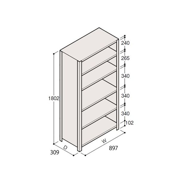アズワン 軽量棚 ERR密閉型 H1800×W900×D300 有効棚 5段 67-5246-58 1個(直送品)
