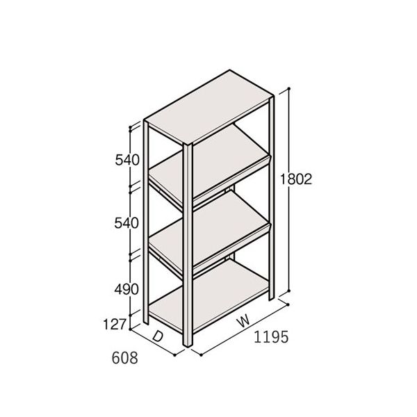 アズワン 軽量棚 ERR傾斜型 H1800×W1200×D600 有効棚 3段 67-5245-02 1個（直送品）