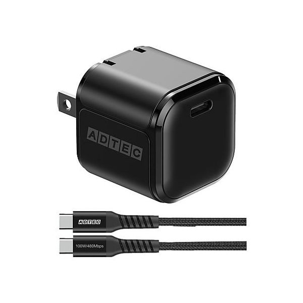 アドテック PD対応AC充電器/33W/ブラック&TypeーCセット APD-V033C-WC-BK 1個 67-7463-70（直送品）