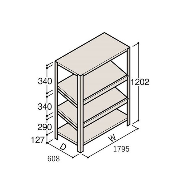 アズワン 軽量棚 ERR傾斜型 H1200×W1800×D600 有効棚 3段 67-5244-81 1個（直送品）