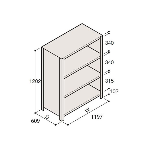 アズワン 軽量棚 ERR密閉型 H1200×W1200×D600 有効棚 3段 67-5245-78 1個（直送品）