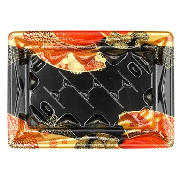 エフピコ 寿司容器 Sステージ2-4枠盛 本体 はな扇子赤 40954204 1ケース(900個(50個×18)（直送品）