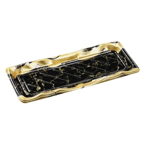 エフピコ 寿司容器 大波皿2-8 本体 黒なぎ金 45900208 1ケース(600個(50個×12)（直送品）