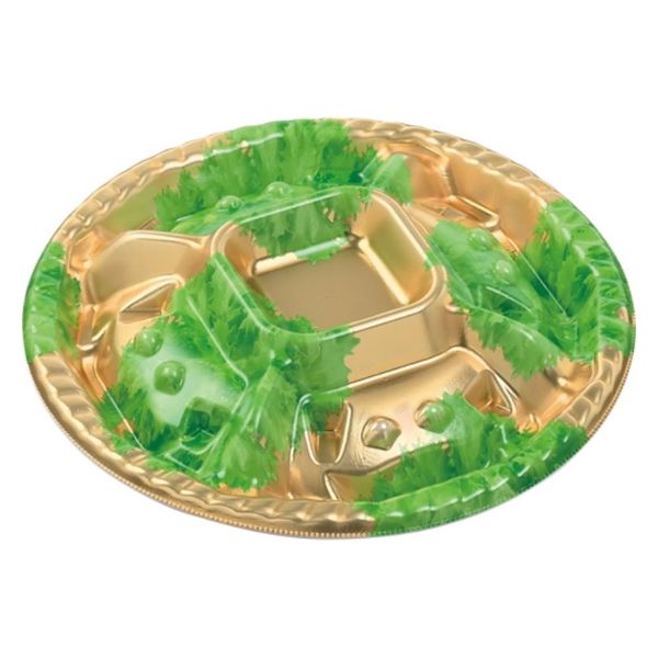 エフピコ オードブル容器 シェルトプラッター丸20 本体 金リーフ 49961200 1ケース(300個(25個×12)（直送品）