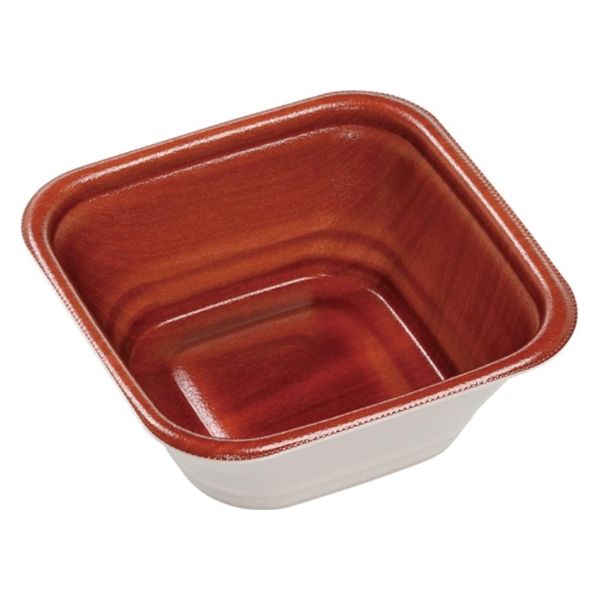 エフピコ どんぶり容器 DLV角丼 16-16(61)MFP ひだ赤茶 4M031661 1ケース(600個(50個×12)（直送品）