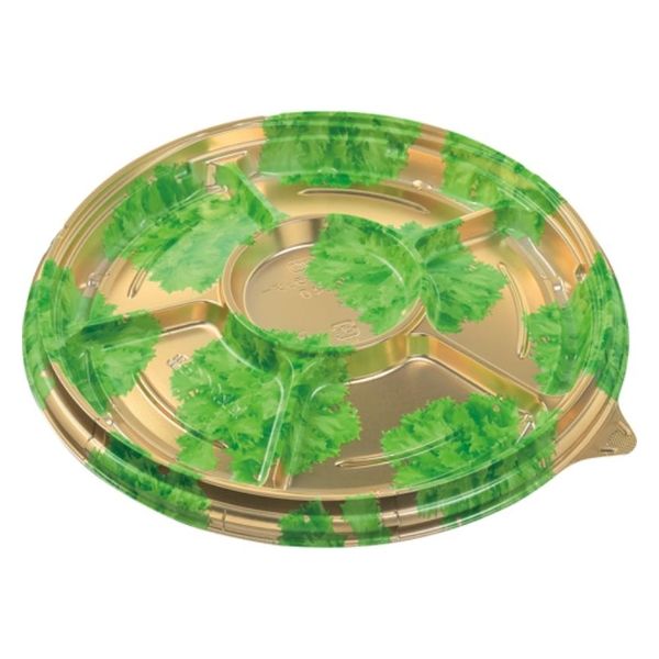 エフピコ オードブル容器 シャトープラッター丸40 本体 金リーフ 7E382040 1ケース(150個(10個×15)（直送品）