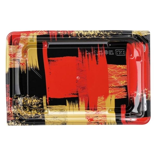 エフピコ 寿司容器 四季皿2-4 本体 角紋赤 7Z972285 1ケース(600個(50個×12)（直送品）