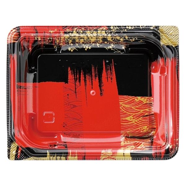 エフピコ 刺身容器 四季皿15-12 本体 角紋赤 7Z972298 1ケース(1200個(50個×24)（直送品）