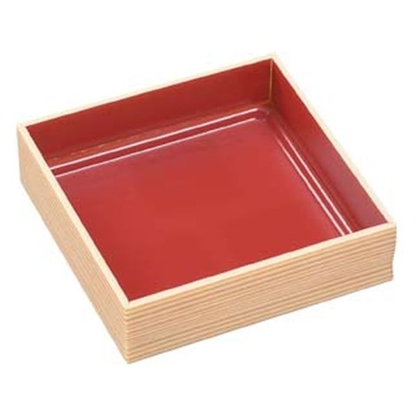 エフピコ 弁当容器 WPS-角150-150 本体 柾目朱 80050121 1ケース(300個(15個×20)（直送品）