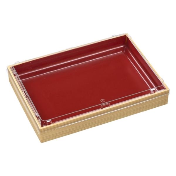 エフピコ WPS角 325-230V 柾目朱 エコ蓋付 80060031 1ケース(60個(10個×6)（直送品）