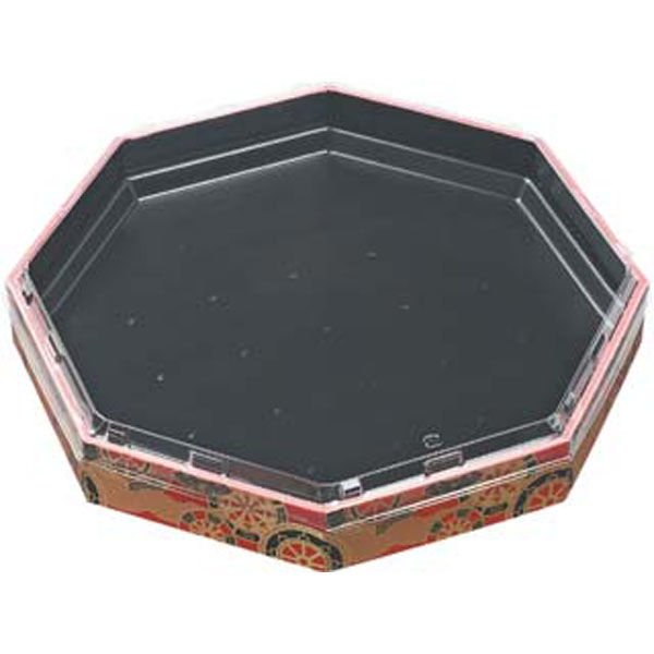 エフピコ 寿司桶 WPS-八角350透明蓋付 御所車黒 80060039 1ケース(40個(10個×4)（直送品）