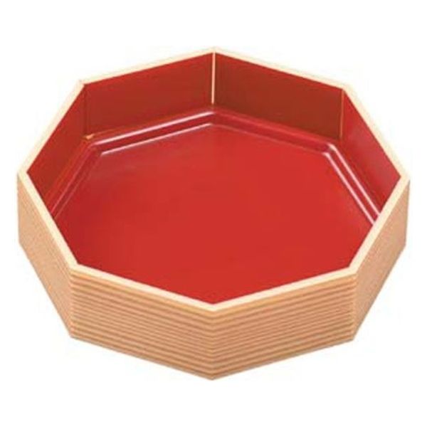 エフピコ 寿司容器 WPS-八角156(V) 本体 柾目朱 80060043 1ケース(300個(15個×20)（直送品）