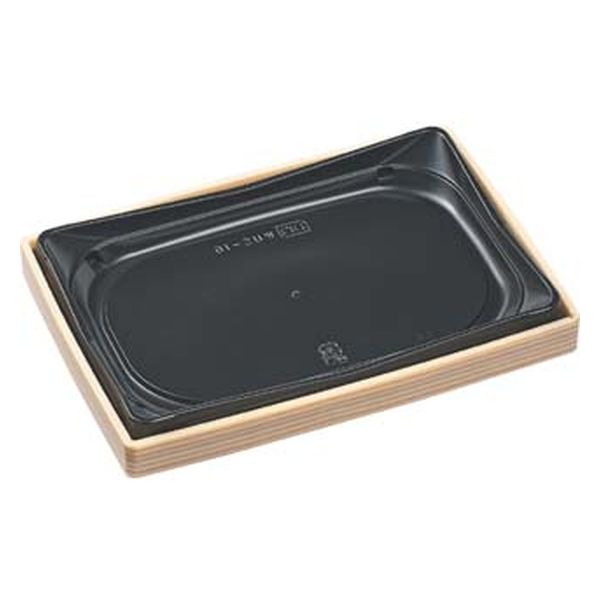 エフピコ 弁当容器 WUS-10 本体 ベージュ柾目黒 8D360100 1ケース(360個(30個×12)（直送品）