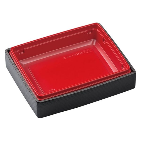 エフピコ 弁当容器 WUS-413 本体 黒地黒千筋赤 8D444130 1ケース(320個(20個×16)（直送品）