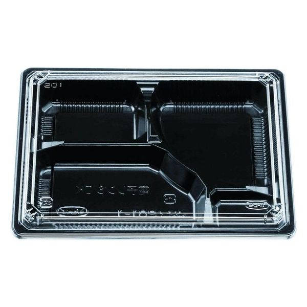 エフピコチューパ 弁当容器 松花堂 201-1 黒セット CP560631 1ケース(600個(100個×6)（直送品）