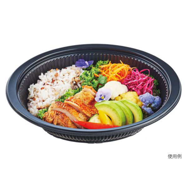 エフピコ 麺容器 DLV楕円24-18(60)MSD 黒 本体 7E241860 1袋(50個)（直送品）