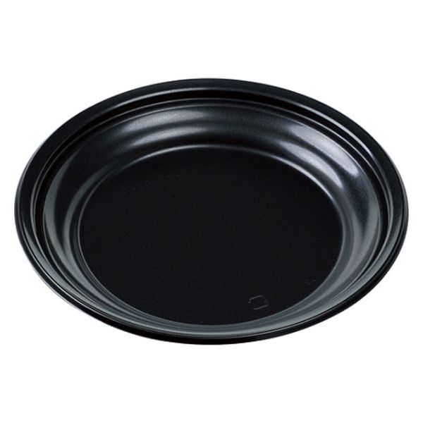 エフピコ 弁当容器 FTプレート-丸225(V) 本体 黒 79583251 1ケース(600個(50個×12)（直送品）