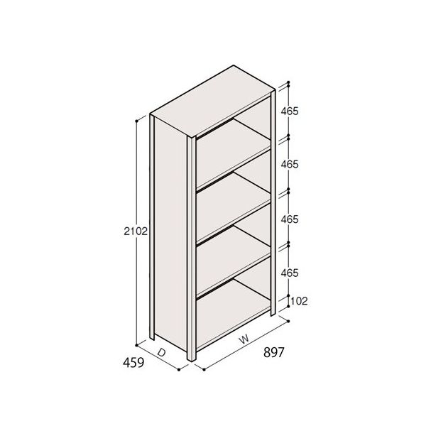 アズワン 軽量棚 ERR密閉型 H2100×W900×D450 有効棚 4段 67-5246-95 1個（直送品）