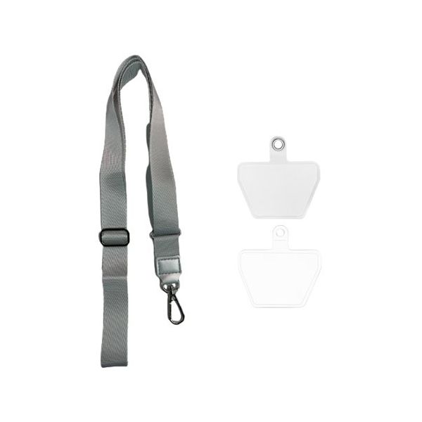 Trimate カラビナ付きネックストラップ&外付けストラップホール(2枚)グレー TR-STP009-GY 1個 67-4920-97（直送品）