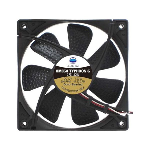 アイネックス OMEGA TYPHOON G 120mm 究極静音タイプ CFZ-120GLB 1個 67-9231-59（直送品）