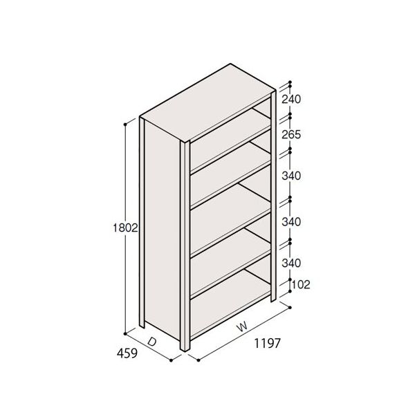 アズワン 軽量棚 ERR密閉型 H1800×W1200×D450 有効棚 5段 67-5246-62 1個（直送品）