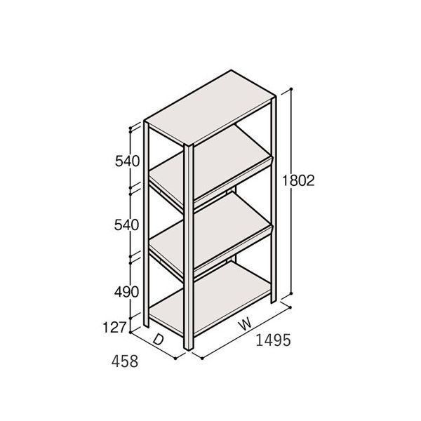 アズワン 軽量棚 ERR傾斜型 H1800×W1500×D450 有効棚 3段 67-5245-03 1個（直送品）