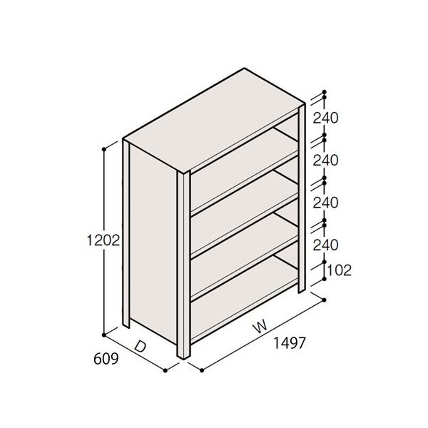 アズワン 軽量棚 ERR密閉型 H1200×W1500×D600 有効棚 4段 67-5245-93 1個（直送品）