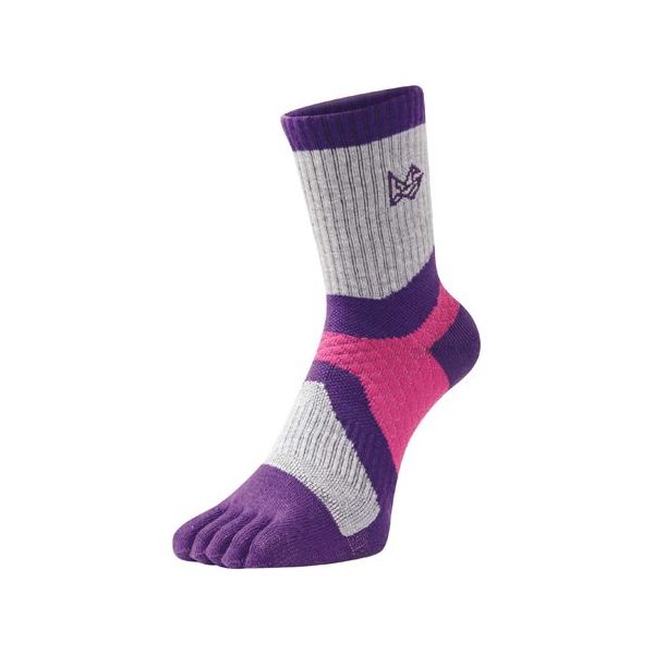エビスニット 吸汗速乾メリノウール使用ミドルソックス 5指タイプ パープル 23~25cm TR-1423 1足 67-4573-37（直送品）