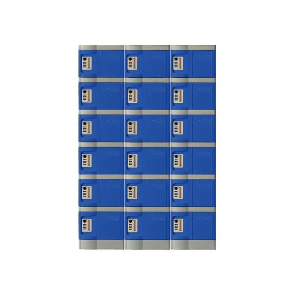 MTセキュリティジャパン 小物入れロッカー(ダイヤル錠) 3列6段/18人用 T-280E-3-6 1セット 64-9603-31（直送品）