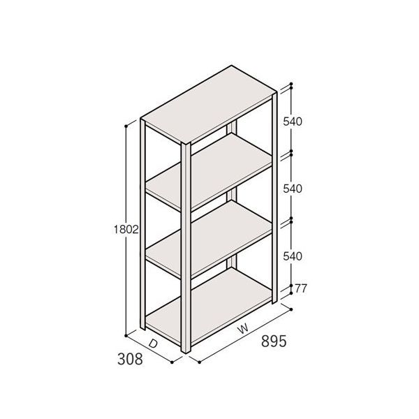 アズワン 軽量棚 ERR開放型 H1800×W900×D300 有効棚 3段 67-5241-71 1個（直送品）