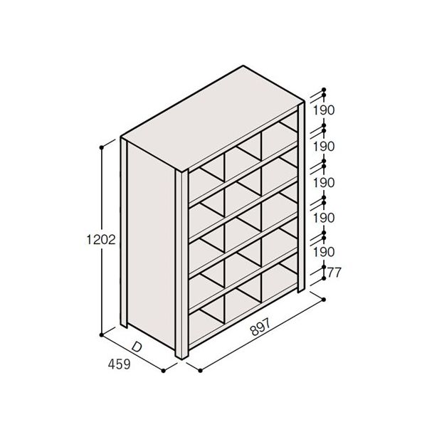アズワン 軽量棚 ERR仕切型 H1200×W900 ×D450 有効棚 5段 3分割 67-5245-34 1個（直送品）