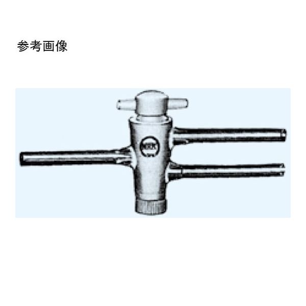 日本理化学器械 一方二管コック(PTFEコック)枝管外径φ12mm 1014-1219 1個 65-8677-47（直送品）