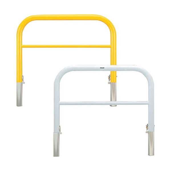 カネソウ 車止め アーチ型 横バー付 スチール製 焼付塗装 脱着式 スチール製蓋 鍵付 Yシリーズ YBW6H30-DL(W) 1本（直送品）