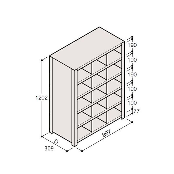 アズワン 軽量棚 ERR仕切型 H1200×W900 ×D300 有効棚 5段 3分割 67-5245-32 1個（直送品）