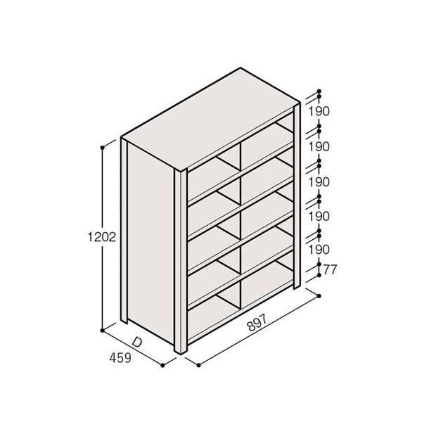 アズワン 軽量棚 ERR仕切型 H1200×W900 ×D450 有効棚 5段 2分割 67-5245-33 1個（直送品）