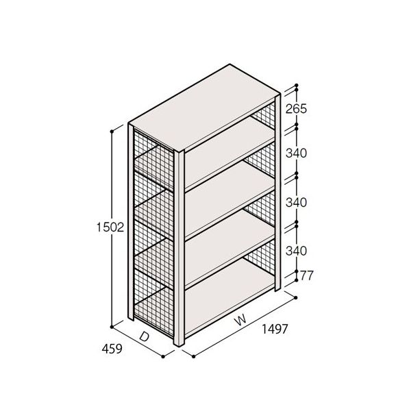 アズワン 軽量棚 ERR金網型 H1500×W1500×D450 有効棚 4段 67-5243-60 1個（直送品）
