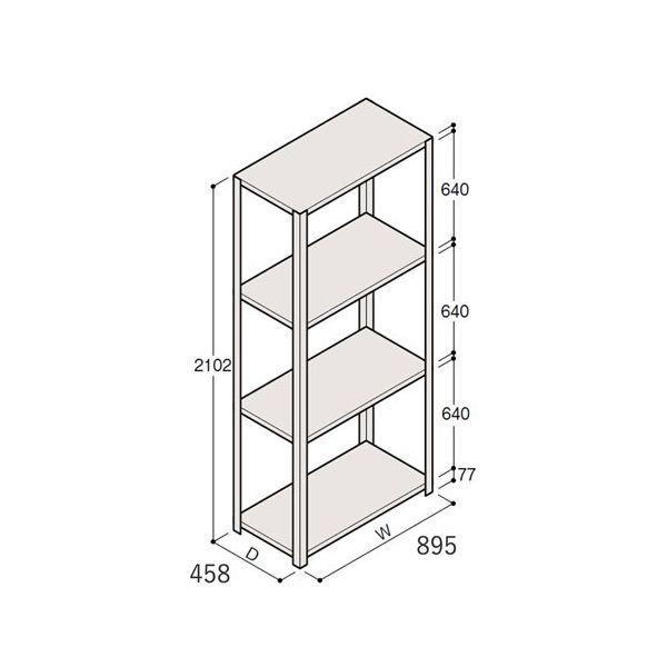 アズワン 軽量棚 ERR開放型 H2100×W900×D450 有効棚 3段 67-5242-21 1個（直送品）