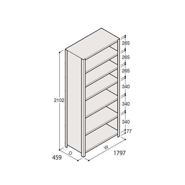 アズワン 軽量棚 ERR密閉型 H2100×W1800×D450 有効棚 6段 67-5247-29 1個（直送品）