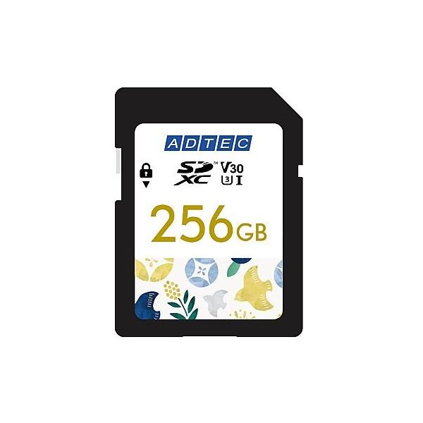 アドテック SDXC 256GB UHSーI U3 V30 和柄 黄色 ADC-SZTX256G/U3 1個 67-7463-65（直送品）