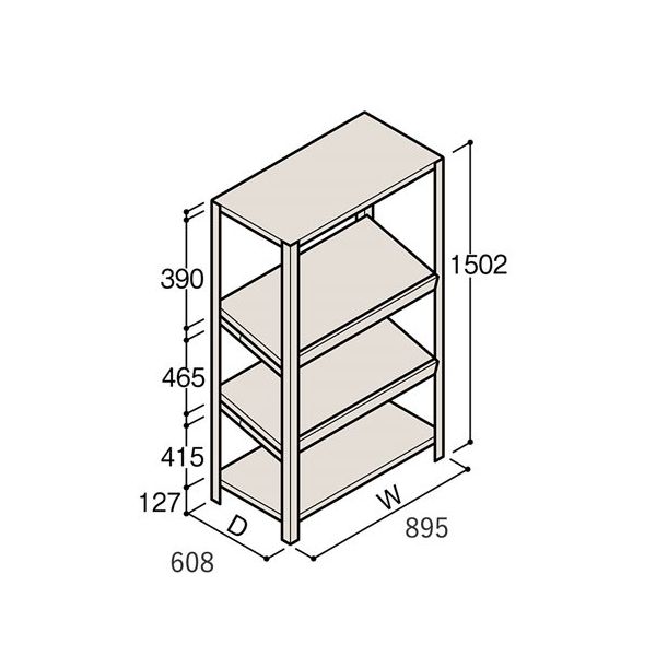 アズワン 軽量棚 ERR傾斜型 H1500×W900×D600 有効棚 3段 67-5244-83 1個（直送品）