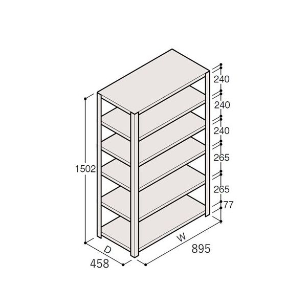 アズワン 軽量棚 ERR開放型 H1500×W900×D450 有効棚 5段 67-5241-60 1個（直送品）