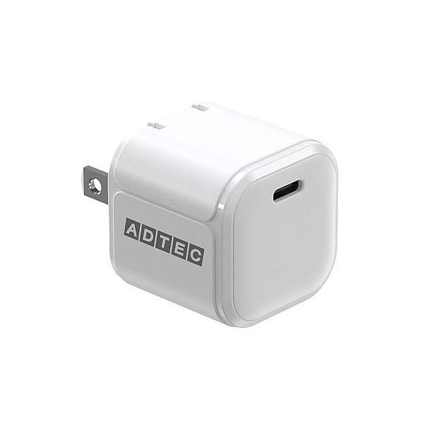 アドテック PD対応AC充電器/45W/USBー・Cx1/ホワイト APD-V045C-WH 1個 67-7463-73（直送品）