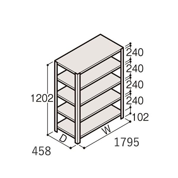 アズワン 軽量棚 ERR開放型 H1200×W1800×D450 有効棚 4段 67-5241-33 1個（直送品）