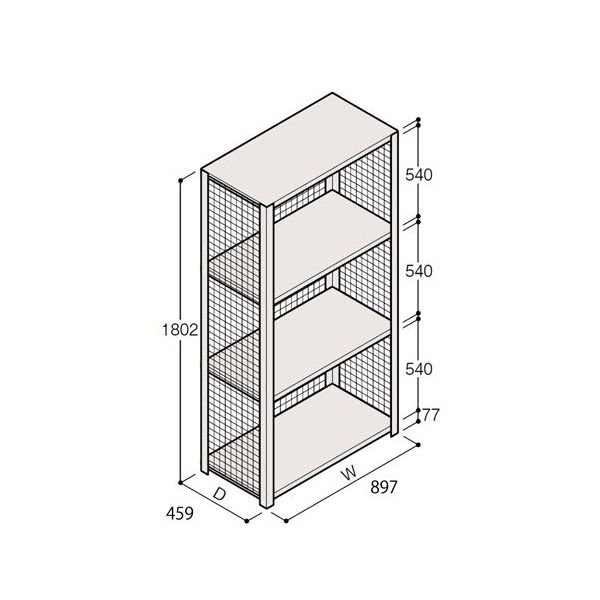 アズワン 軽量棚 ERR金網型 H1800×W900×D450 有効棚 3段 67-5243-78 1個（直送品）