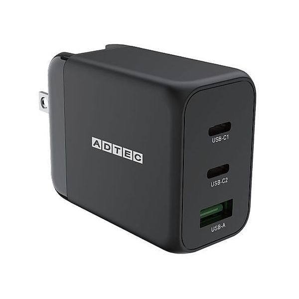 アドテック Power Delivery対応 GaN AC充電器 APD-V065AC2-BK 1個 67-7463-50（直送品）